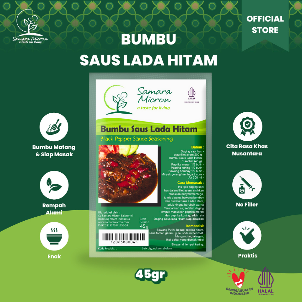 

Bumbu Saos Lada Hitam Samara Micron - 45G