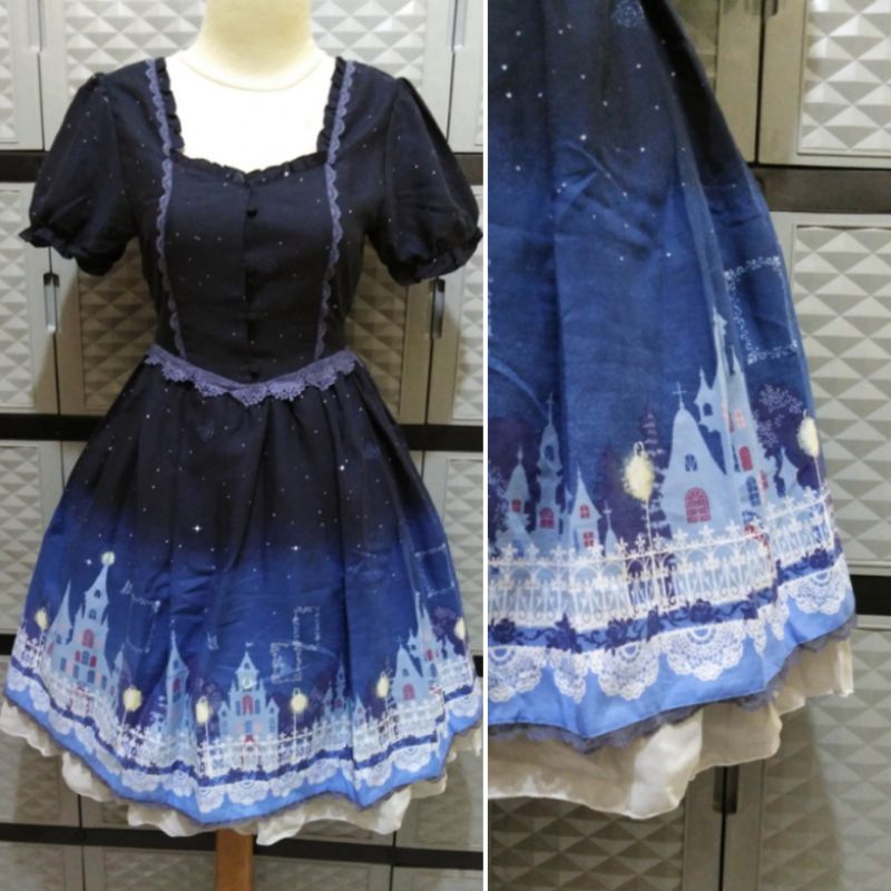 Dress Kawaii Axes Femme Castle Pattern