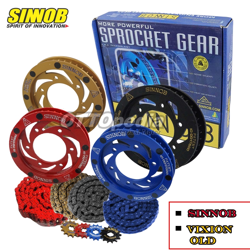 Chain Kit Gear Gir Set Rantai Rante Motor Sinnob Vixion Old Colour Chain Merah