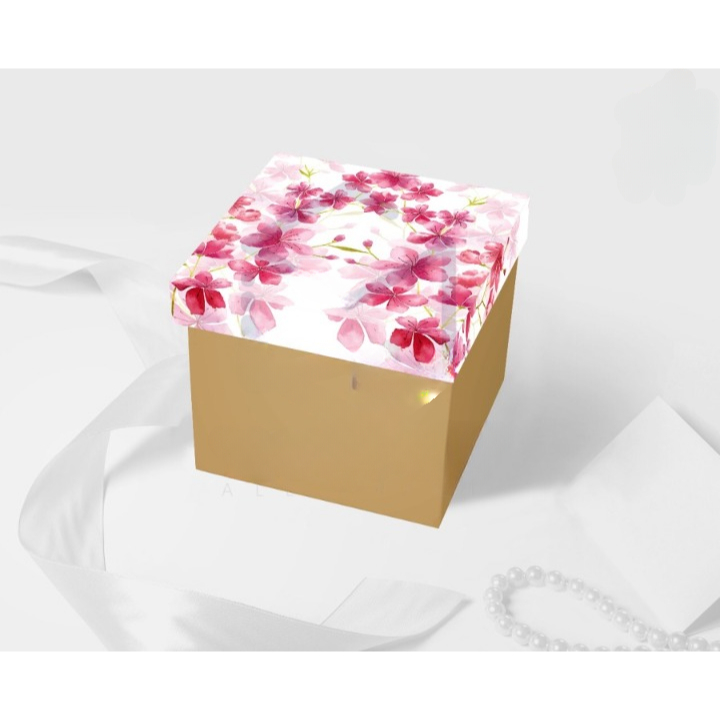 

5 Pcs Box Kue Bolu Dus Cake Motif Anggrek Bahan Corrugated Kotak hampers Ukuran 22 x 22 x 7 Cm