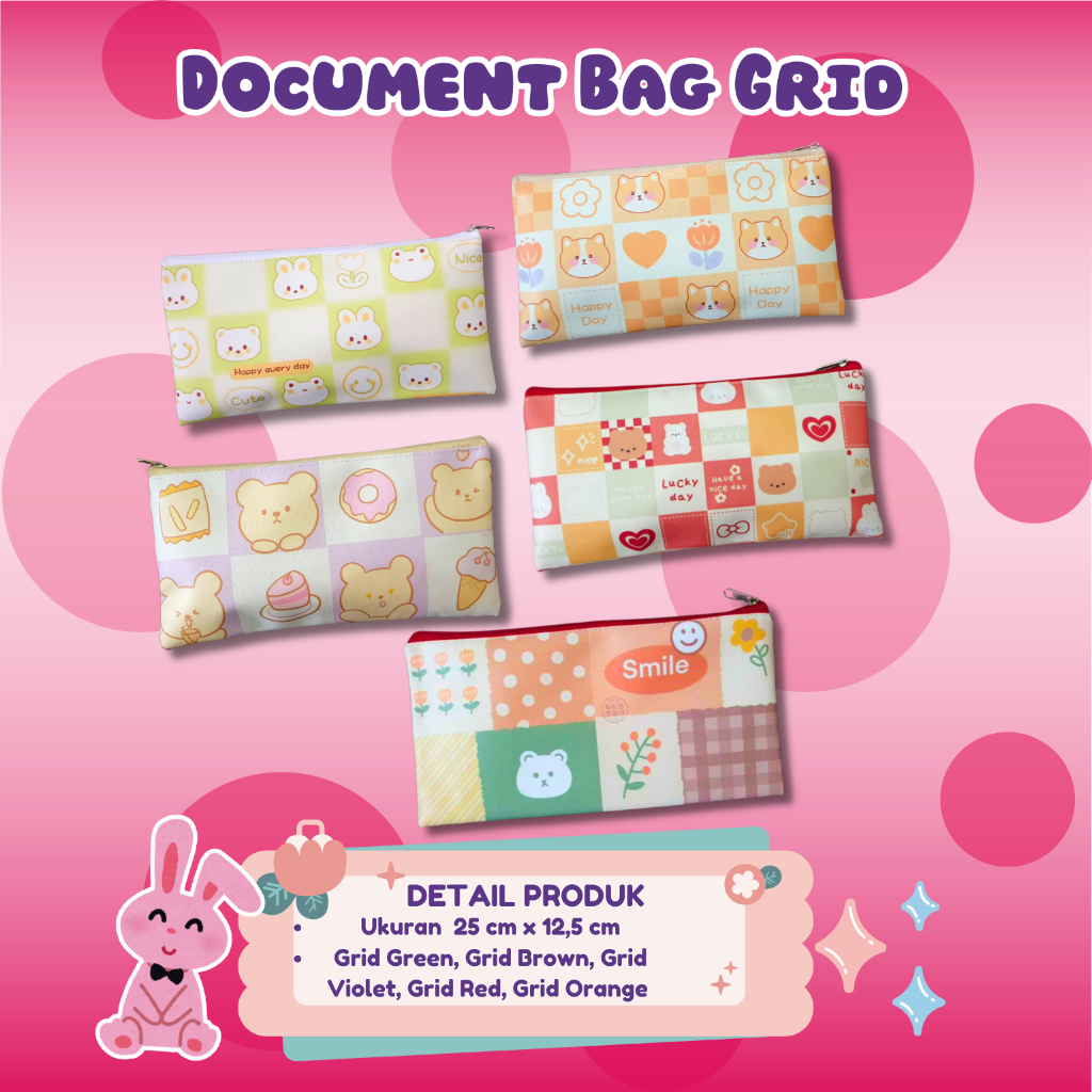 

TCW Document Bag Fancy uk Bill 25 x 11 TCW01 Grid Fancy Bear Rabbit