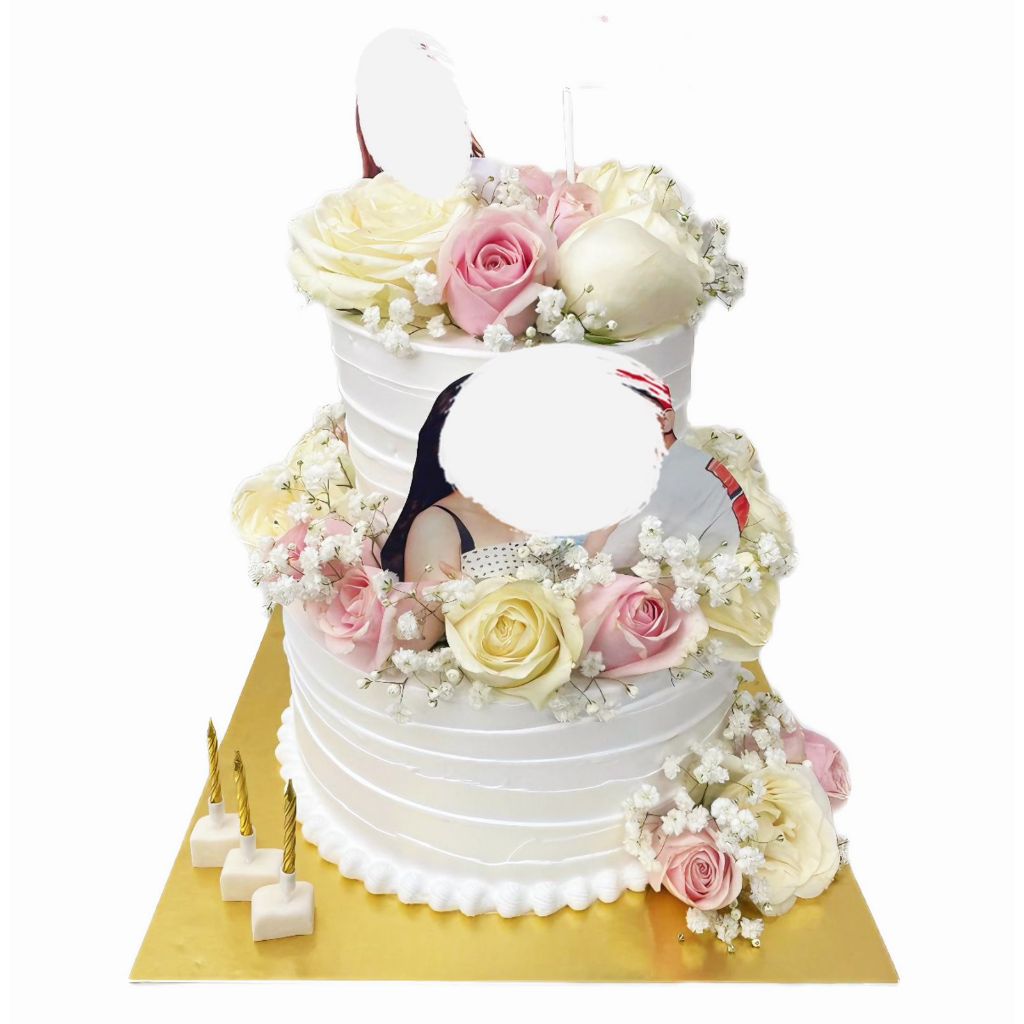 

Cake Flower White Rose 2 Tier