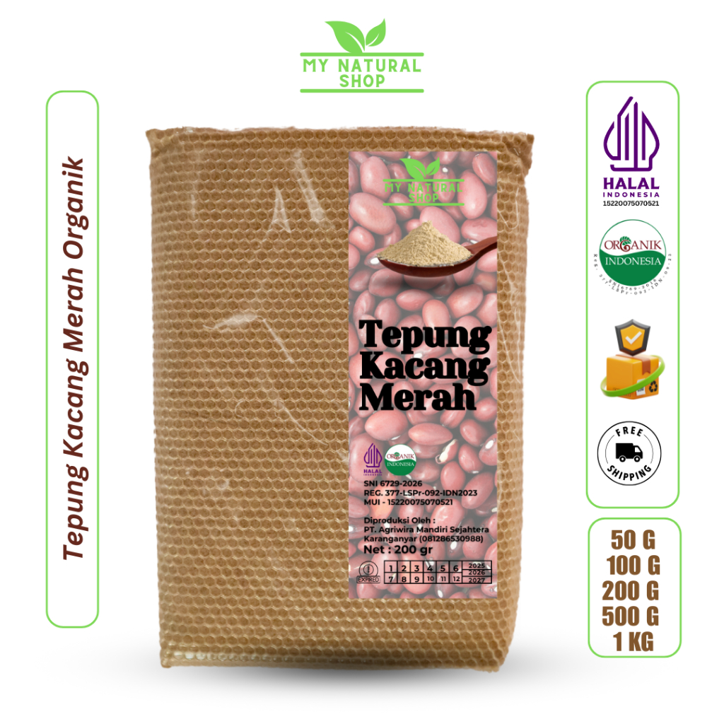 

Tepung Kacang Merah Organik Pilihan Kemasan 100 g, 200 g, 500 g, 1 kg