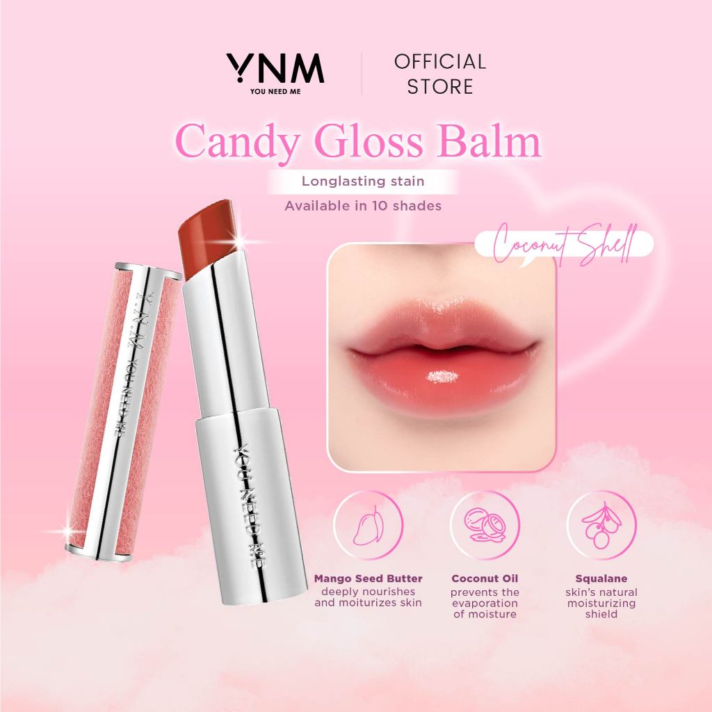 YNM Candy Gloss Balm – 06 Coconut Shell | Nude Glossy Lip Balm Korea | Melembabkan | No Lengket (ED 