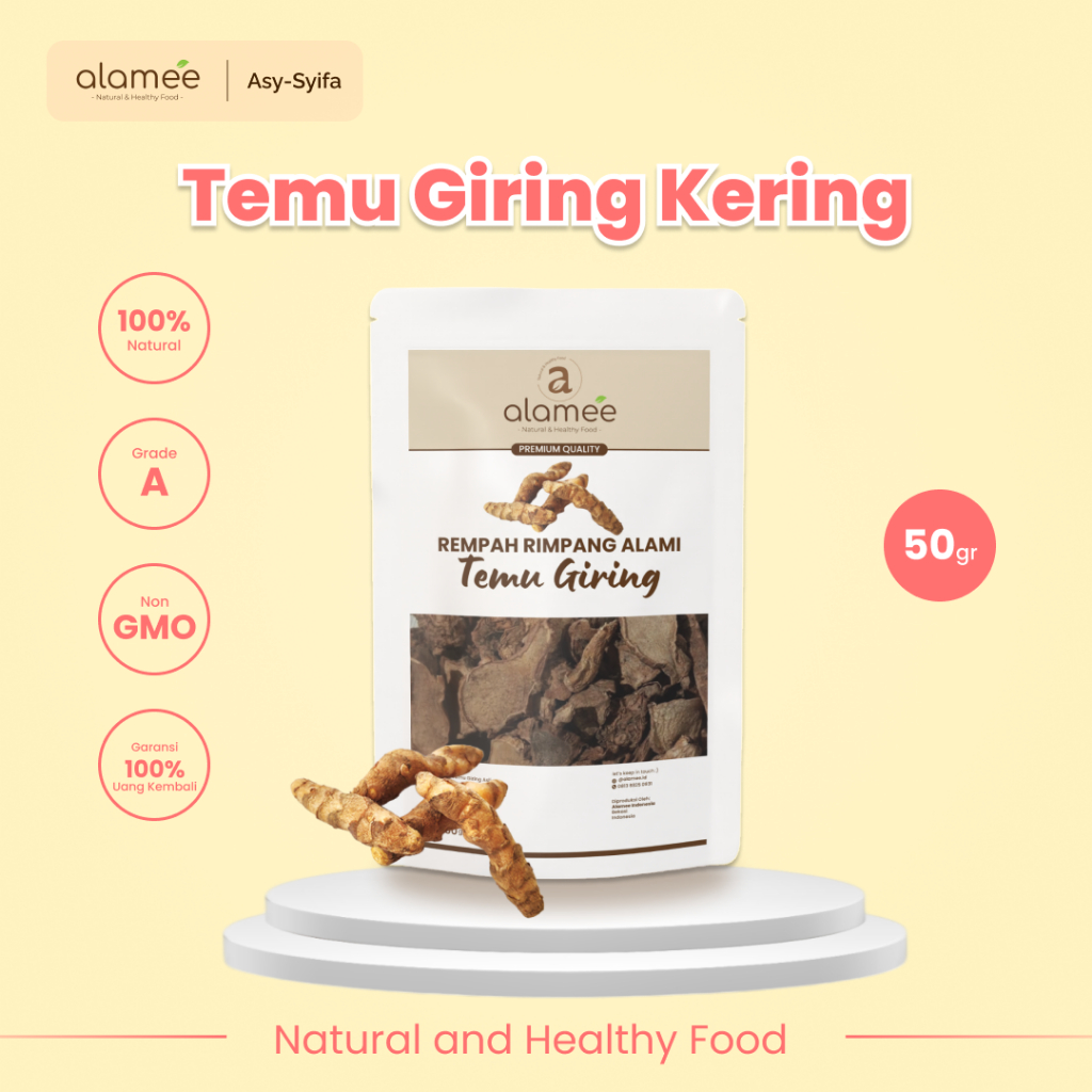 

ALAMEE Temu Giring Kering Organik Iris Kuning Gajah Rempah Rimpang Alami Bumbu Seasoning Masak 50gr