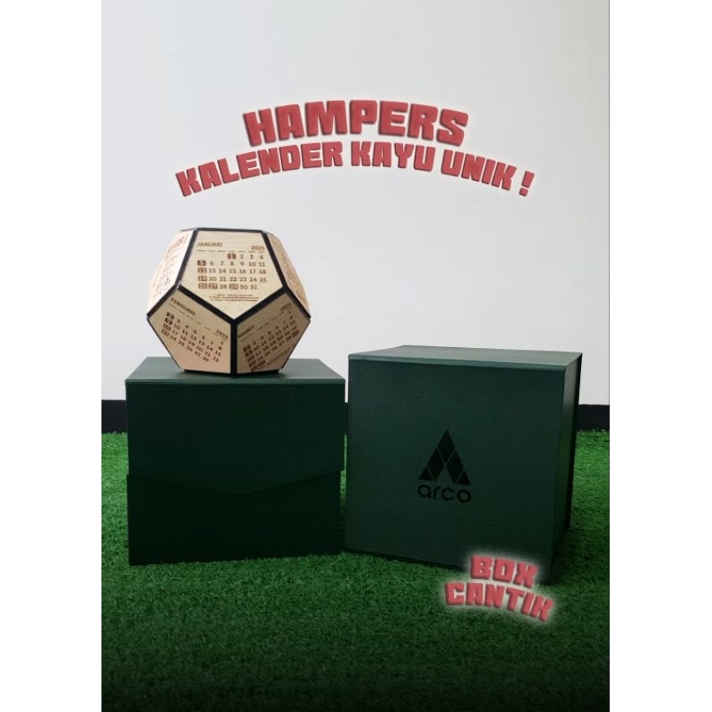 

kado hampers kalender kayu unik free box