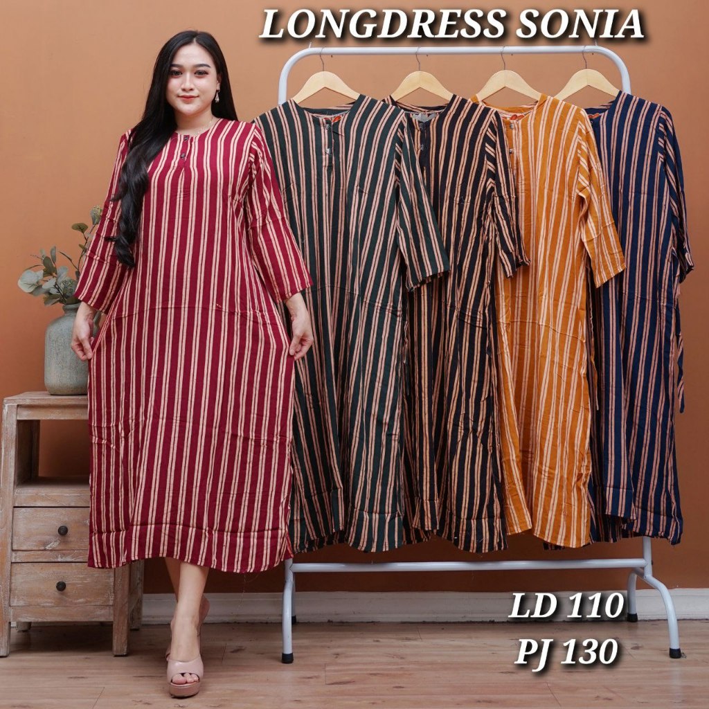 Longdress Sonia bahan rayon santung