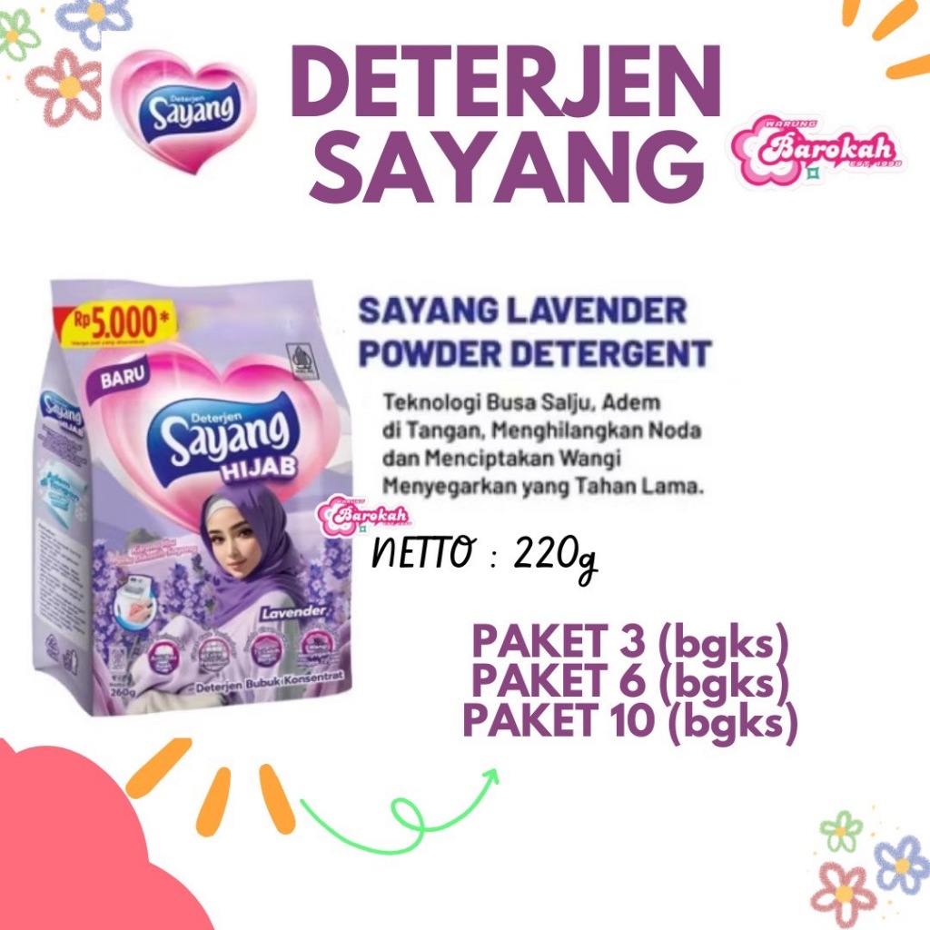 Deterjen Sayang Bubuk 220gram/ Deterjen Sayang