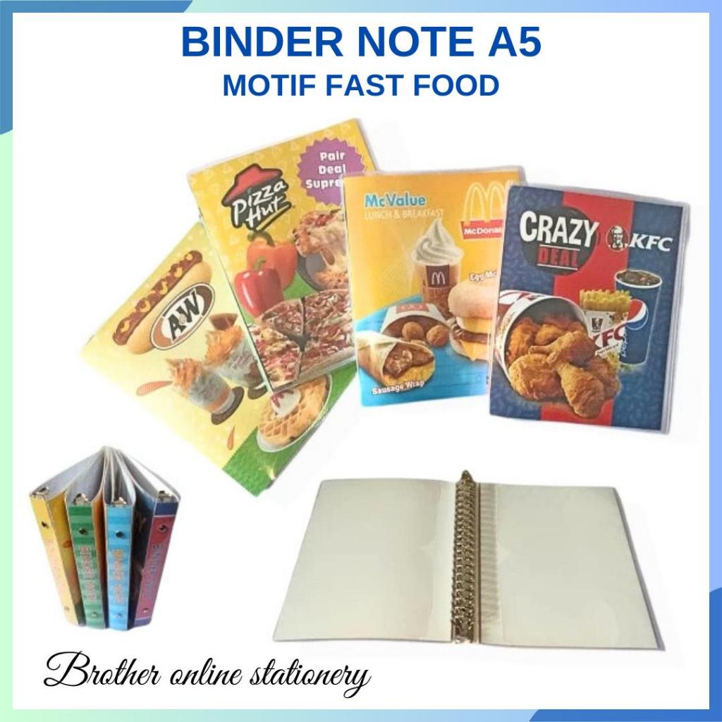 

BOS Binder Note A5 Gambar Fast Food Buku Binder Besi Ring Book Diary