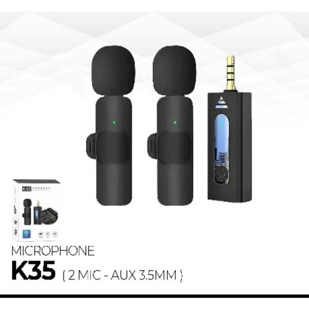 CLIP ON MICROPHONE K35 MIC CLIP WIRELESS aux( Audio ) / MIC YOUTUBER BLUETO model 2 mic