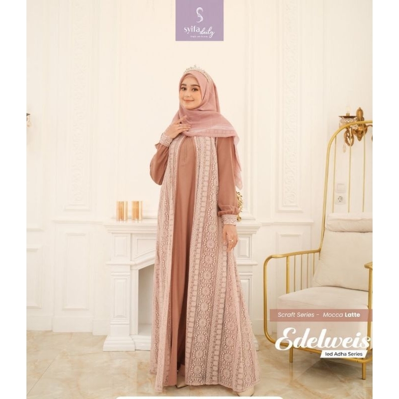 gamis dewasa set khimar dan set scarft dan dress only ory by syifa daily