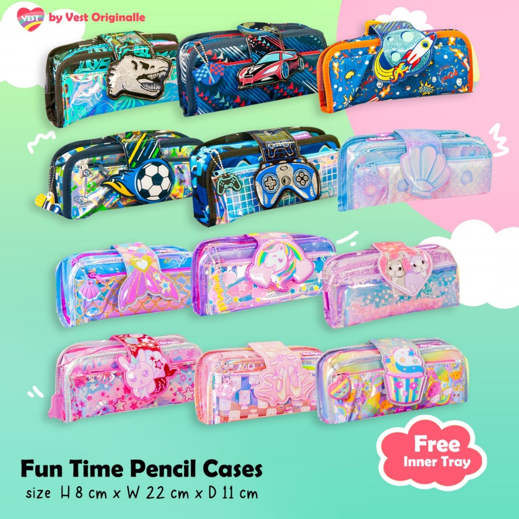 

FUN TIME 2-in-1 Pouch - Pencil case tempat pencil anak dengan free tray
