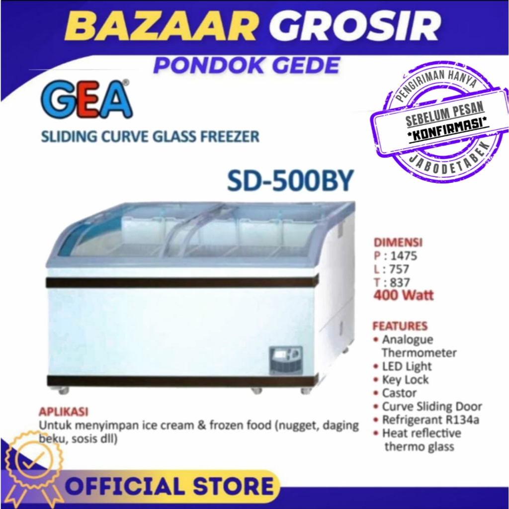 GEA SLIDING CURVE FREEZER SD-500 SD500 500L