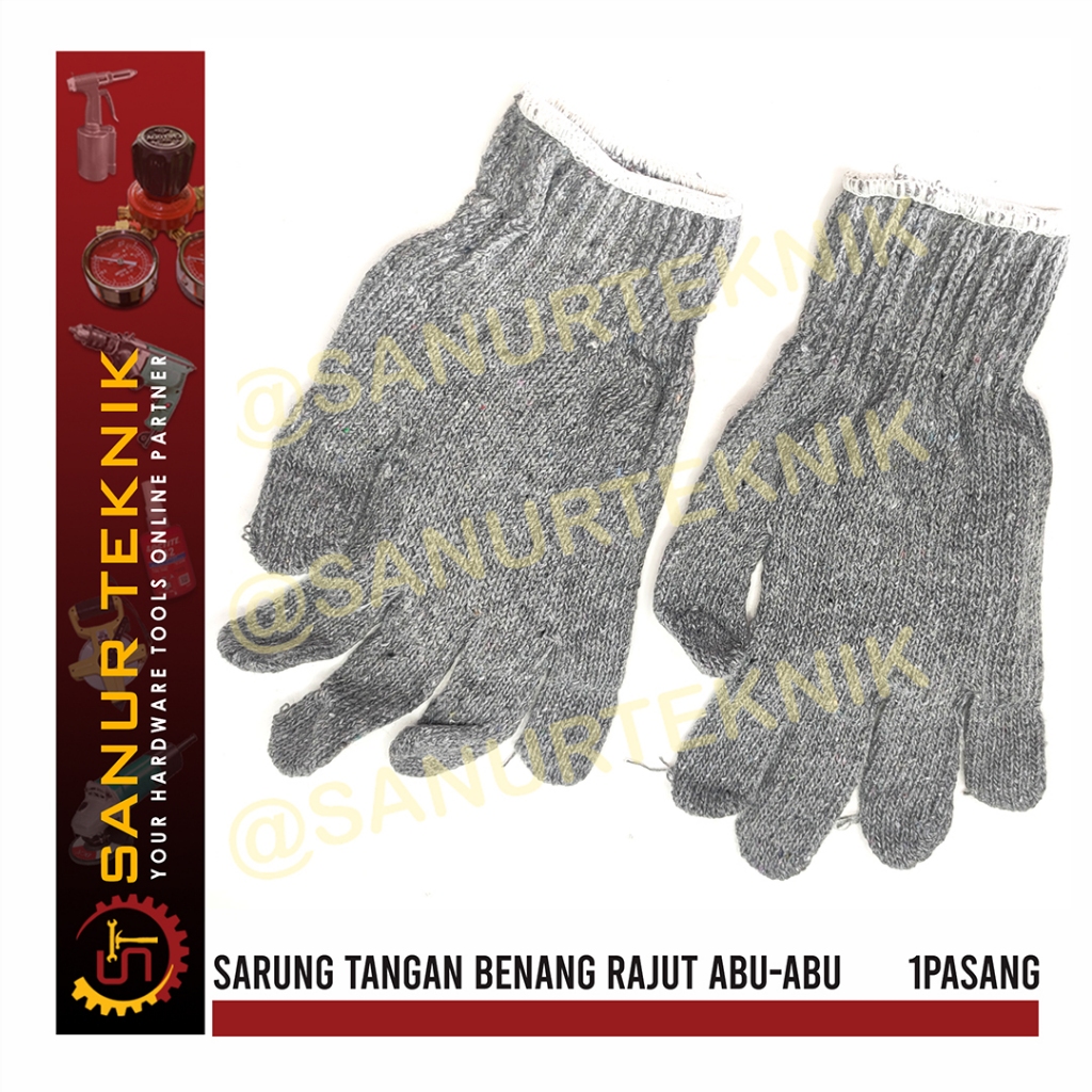 Sarung Tangan Tukang / Kebun / Sarung Tangan Kain Benang Rajut Abu-Abu