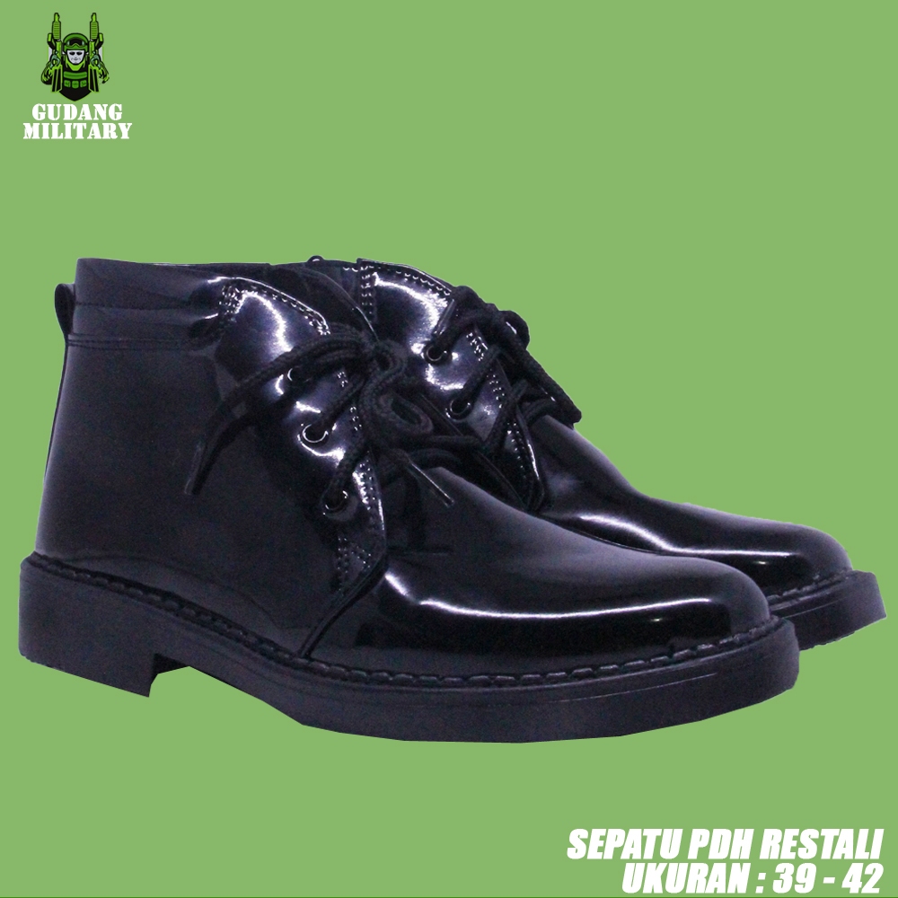 Sepatu PDH Resleting Tali K | Sepatu PDH Pria Mengkilap
