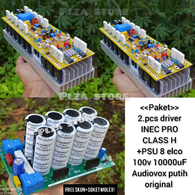 2.pcs Driver power Class H INEC PRO fullset+PSU 8 elco 100v 10000uf Audiovox putih original Cocok un
