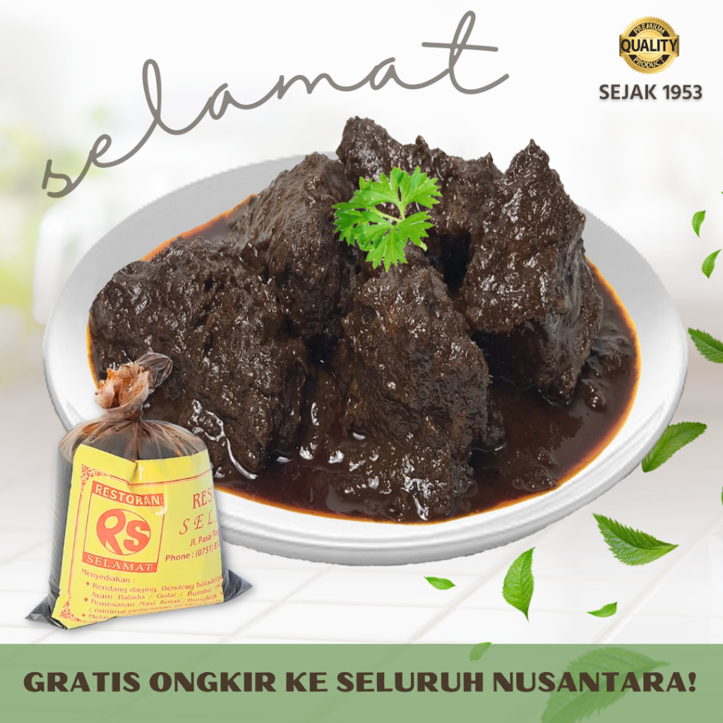 

Rendang Daging SELAMAT Padang 1 Kg Makanan Lauk Siap Saji Instan