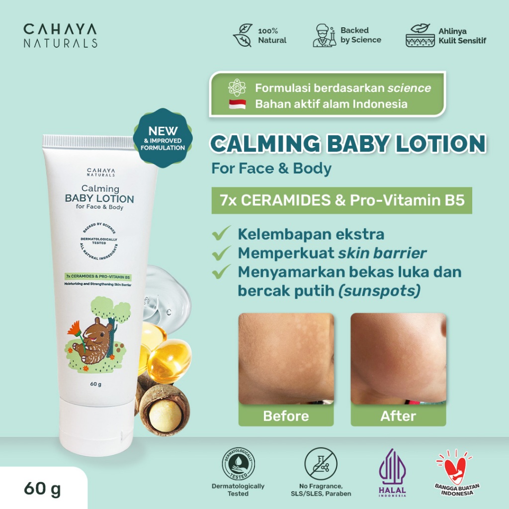Cahaya Naturals - Lotion Wajah dan Badan Bayi dengan Kulit Sensitif & Eksim untuk Mencegah Ruam dan