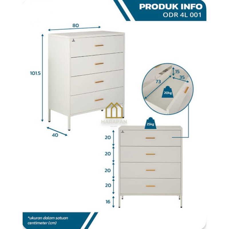 Drawer Besi 3 Laci / 4 Laci