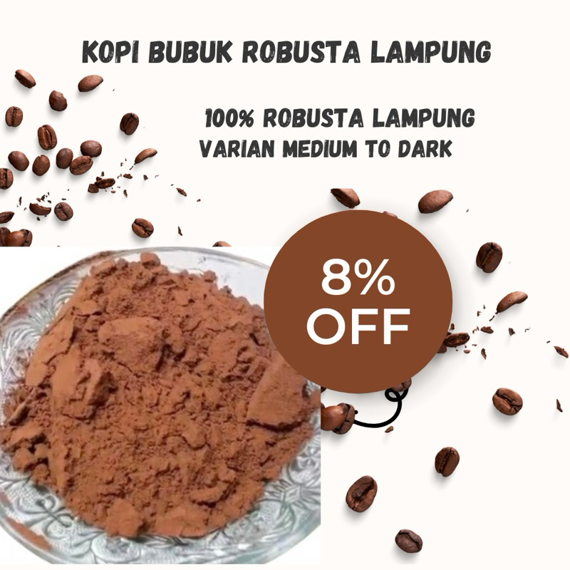 

Kopi Bubuk Robusta Asli Lampung 200g