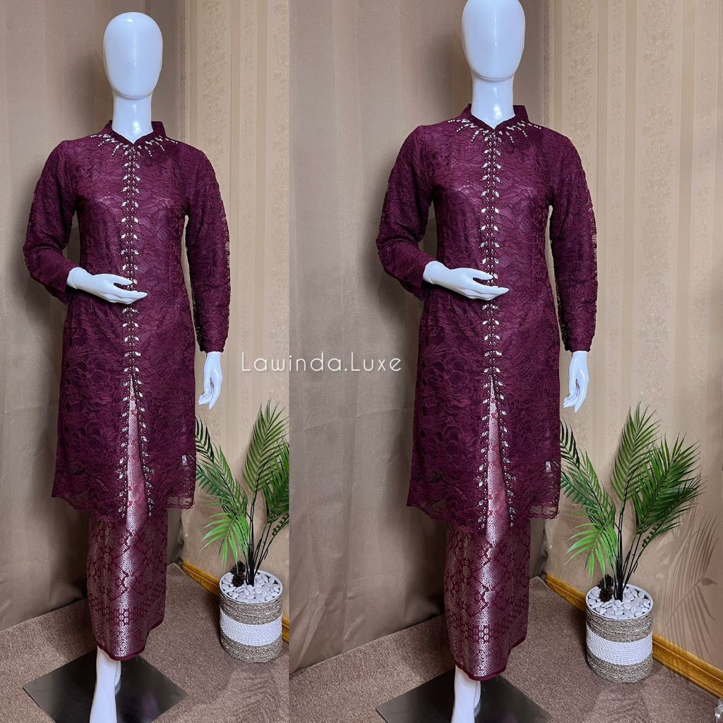 kebaya Modern. brukat busui. kebaya pesta. kebaya tunik busui. brukat modern resleting depan