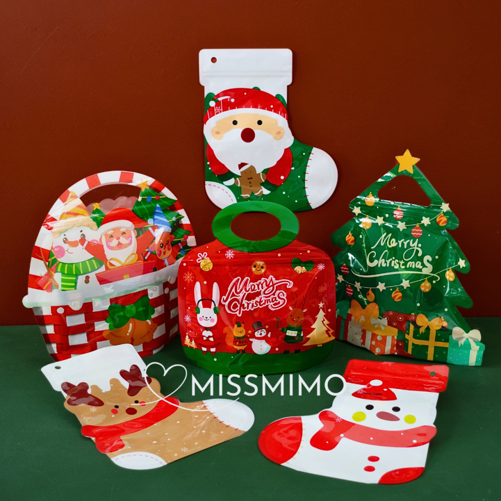 

Plastik Ziplock Natal Christmas Goodie Bag Hamper Bingkisan Hadiah Packaging Snack Candy Cookies