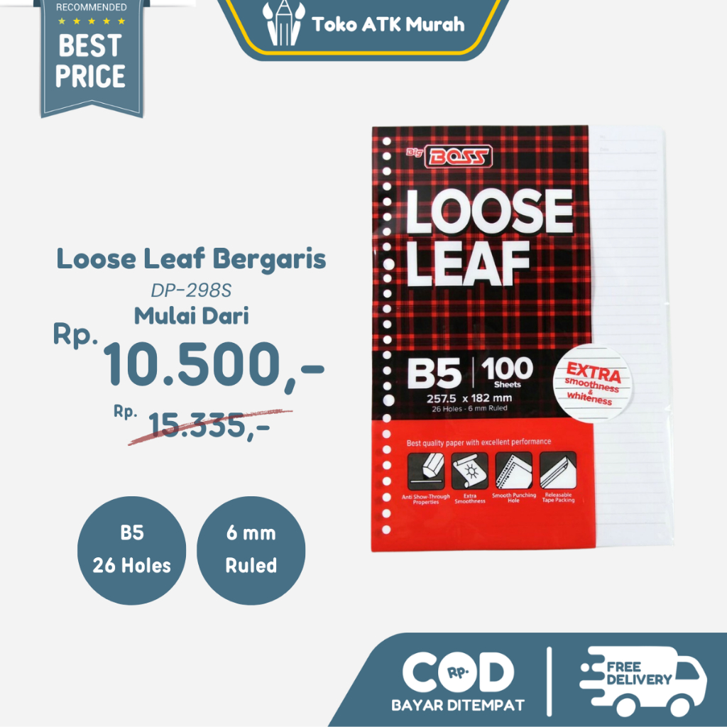 

Loose Leaf Big Boss B5 , 26 Holes - Garis isi 100 Lembar