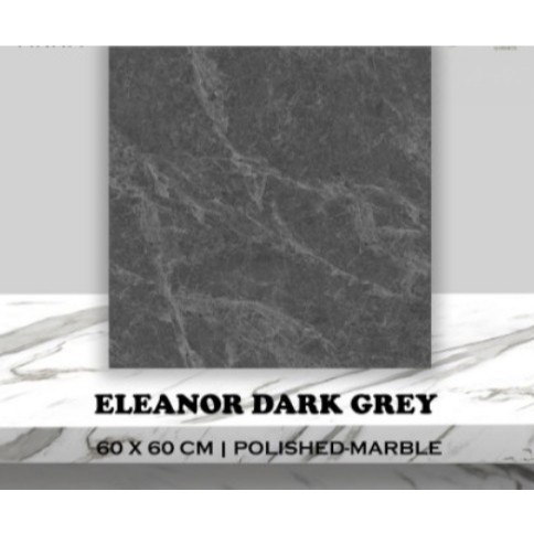 GRANIT LANTAI GLAZE POLISHED ABU TUA CORAK UKURAN 60X60 | ARNA ELEANOR DARK GREY