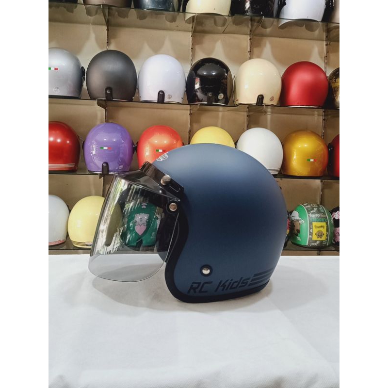 Aizo RC Kids Helm Anak Warna Biru Dongker Doff Berlabel SNI Bisa COD Free Packing Kardus Bubble Wrap