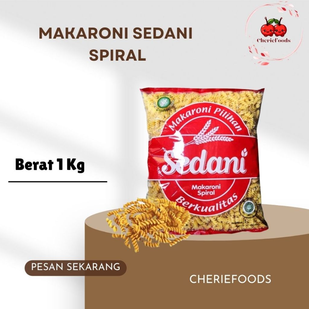 

Makaroni Sedani Spiral 1Kg / Makaroni Serbaguna/ Makaroni Spiral Murah