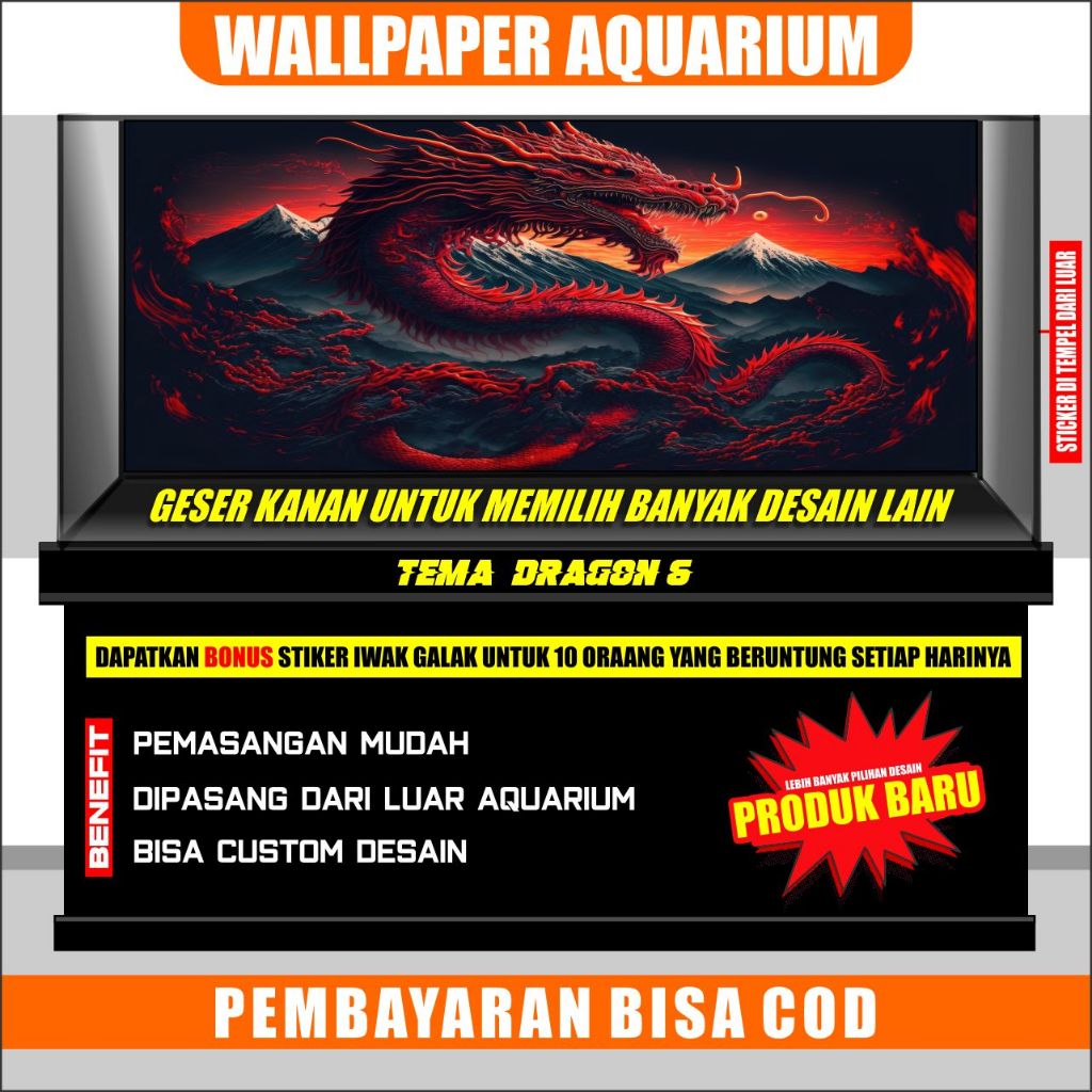 sticker aquarium, background aquarium motif naga, wallpaper aquarium
