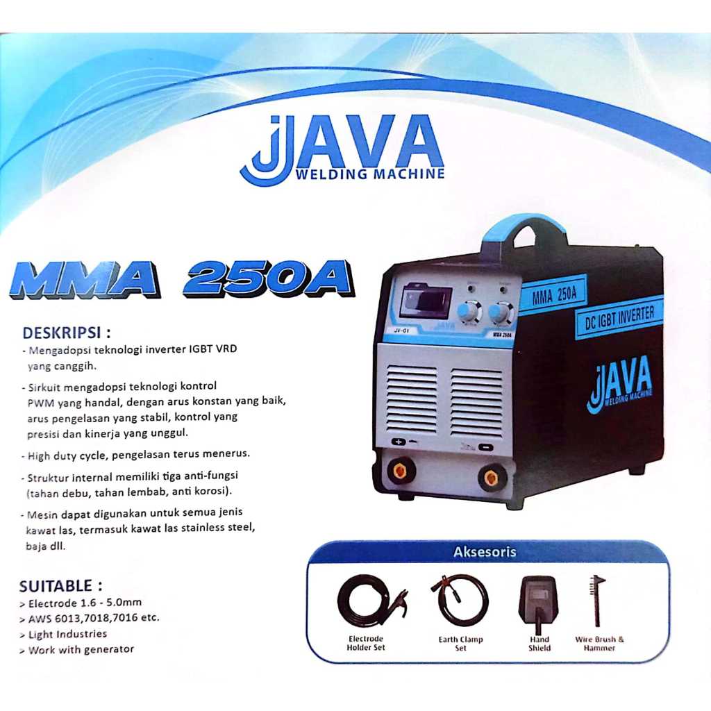 MESIN LAS MMA 250A JAVA WELDING PERLENGKAPAN LAS