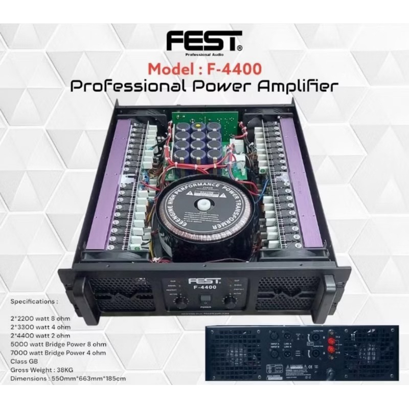 Power Amplifier Fest 2 Channel Class GB F-4400 F 4400 F4400 Original
