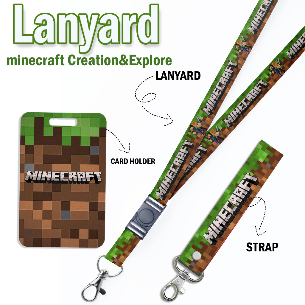 

STRAP LANYARD CARD HOLDER Minecraft versi 2 Gantungan Kunci, Handphone, ID Card
