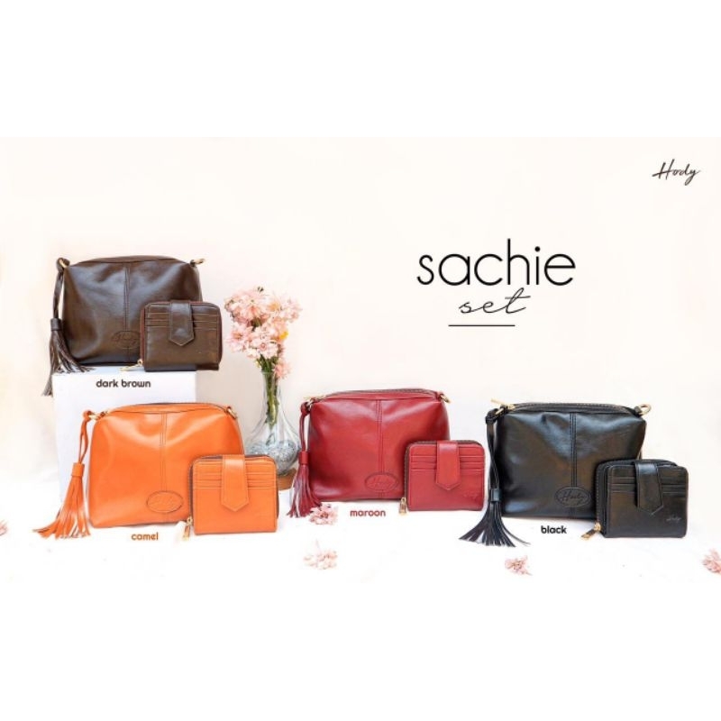 Hody - Sachie Wallet Bag - Dompet Lipat Wanita Tas Selempang Kulit Sintetis Anti air (Paket Bundling