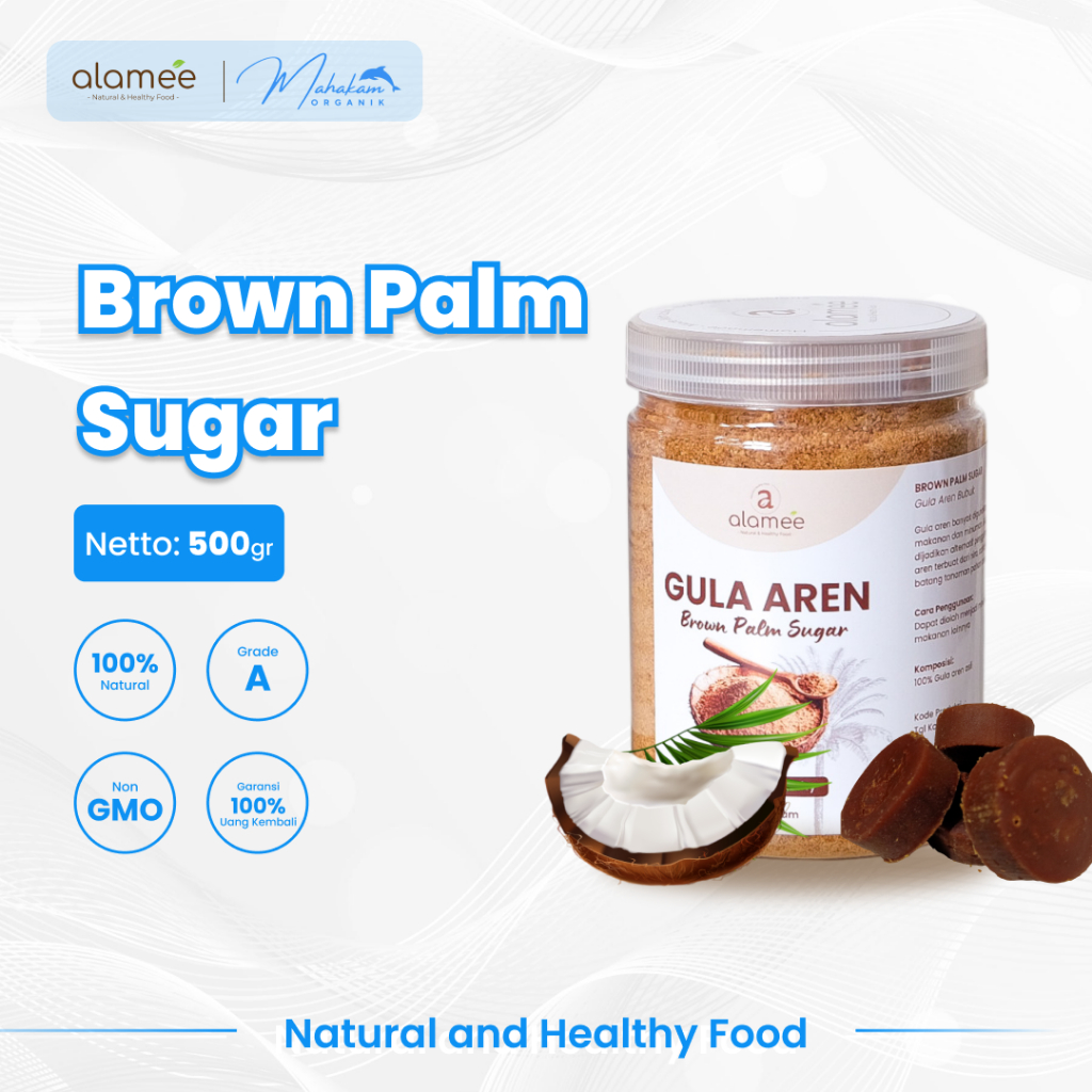 

ALAMEE Gula Aren Asli Bubuk Pure Palm Sugar Organik Premium Semut Powder Organic 500gr