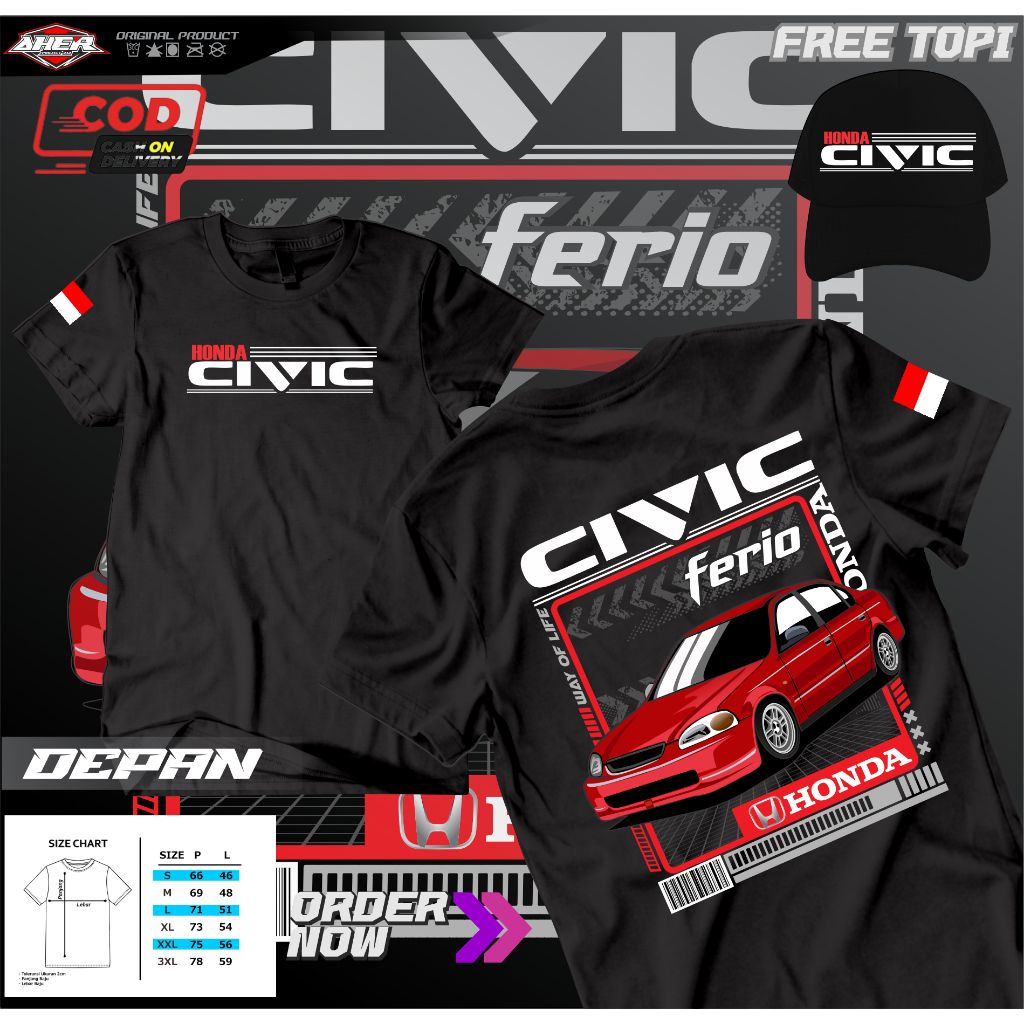 KAOS MOBIL CIVIC FERIO||KAOS KOMMUNITAS MOBIL CIVIC FERIO TERBARU FREE TOPI