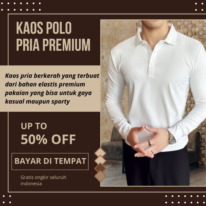 Polo Shirt T Shirt Pria Original Import Polos Lengan Panjang Kerah Dewasa Distro