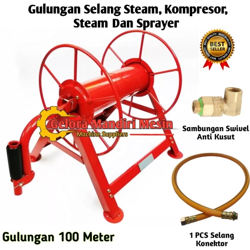 GULUNGAN SELANG STEAM, KOMPRESOR, SELANG AIR KAPASITAS 50 - 100 METER