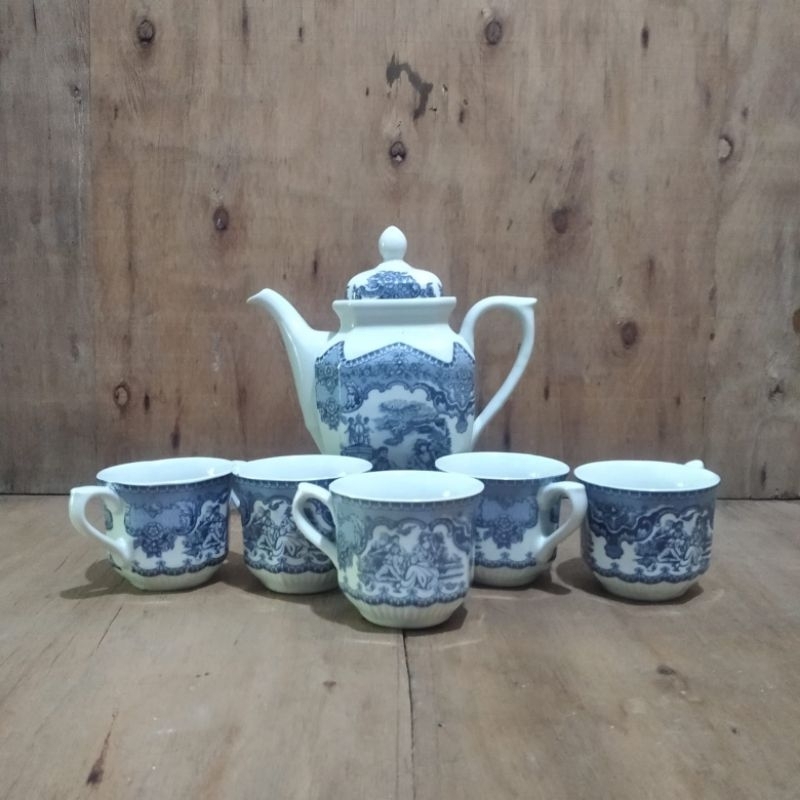 set teko tea/coffee keramik vintage jadul antik lawas kuno
