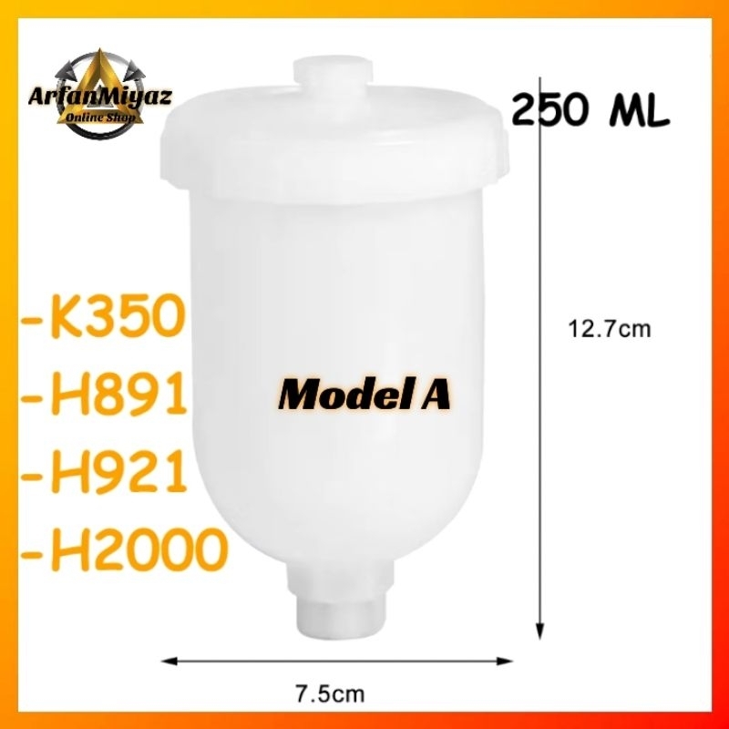 Tabung Plastik Spray Gun HVLP LVMP 250ml Dan 600ml Plus Adaptor Untuk Auarita Dll