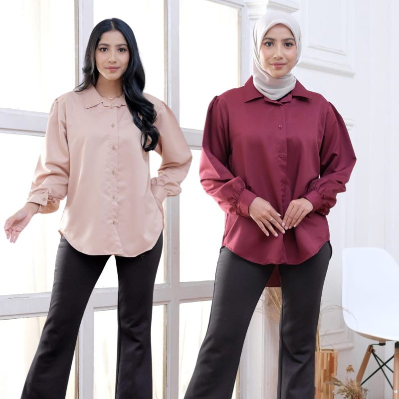 Kemeja Wanita Blouse Katun Toyobo Premium Kekinian Jumbo Terbaru