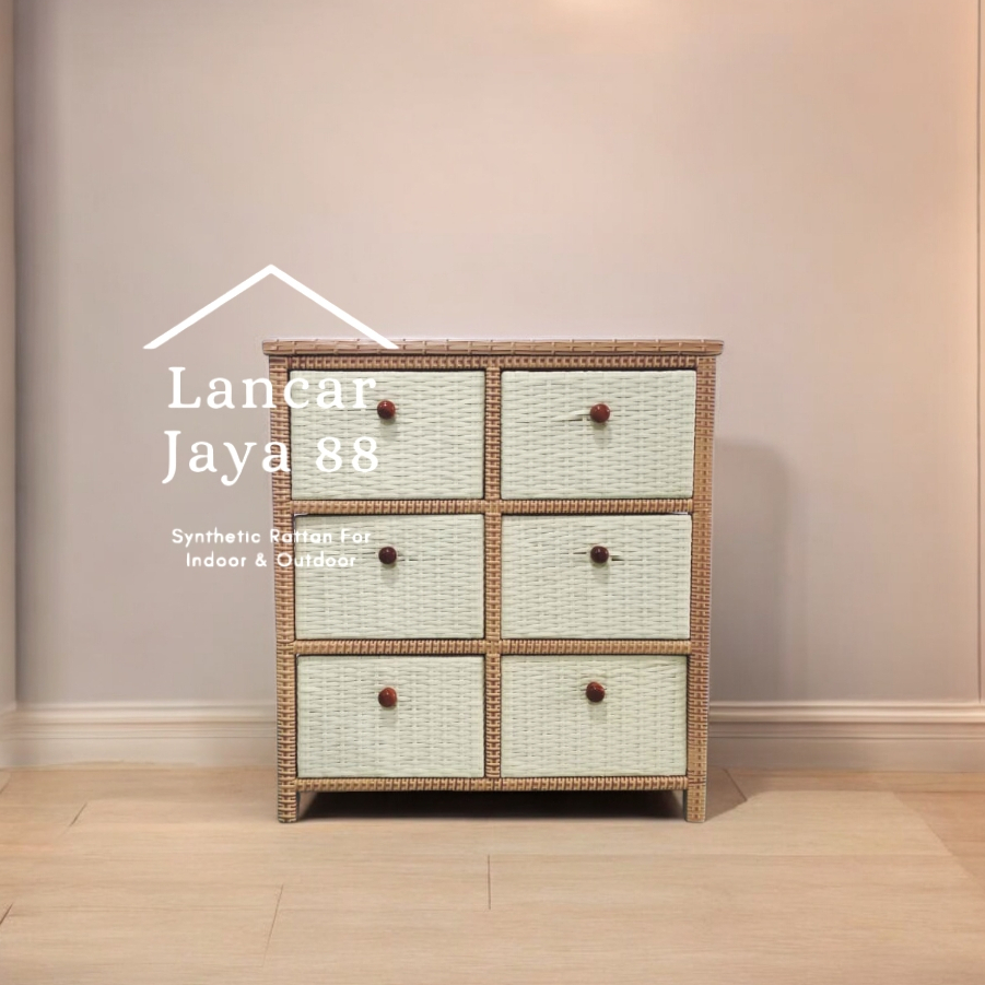 Lemari Plastik Susun 6 Rotan Sintetis Minimalis