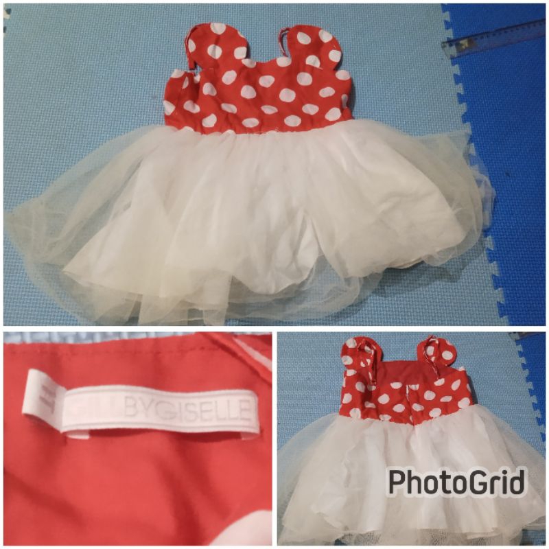 preloved baju pesta anak perempuan usia 1 tahun gill by giselle dress natal dress minnie mouse