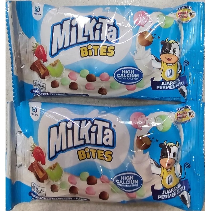 

Milkita Bites 24g - Permen Lunak Aneka Rasa (Coklat-Stroberi-Melon) - 1 bks