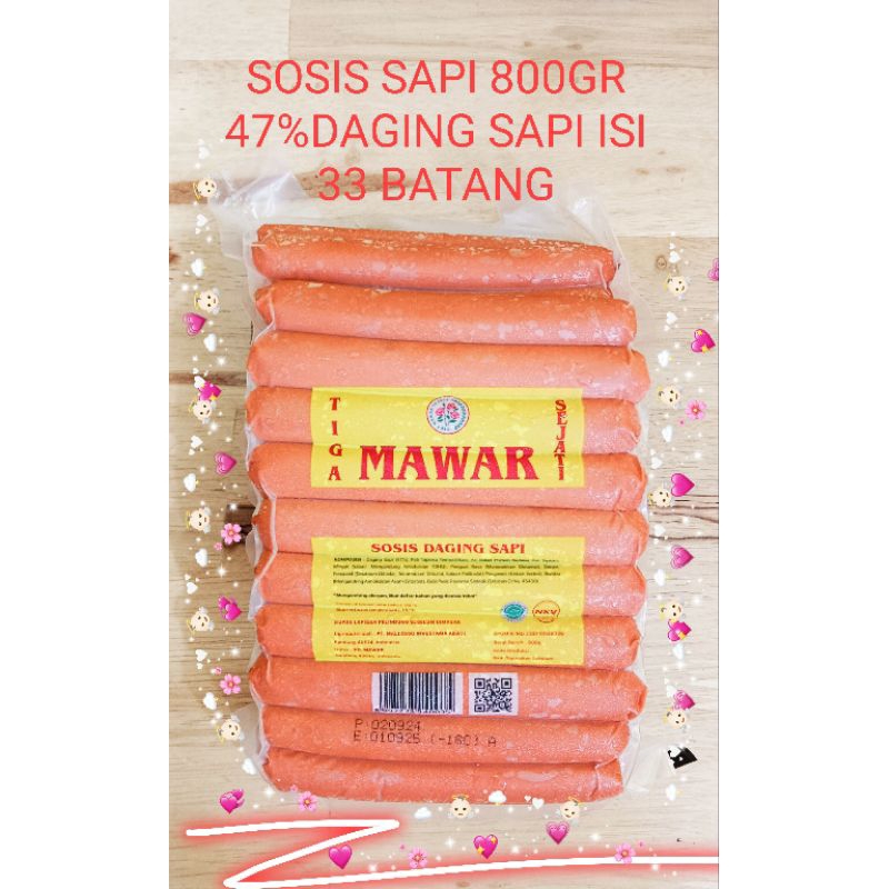 

Mawar Sosis Sapi 800GR ISI 33PC DENGAN 41% DAGING SAPI BERSERTIFIKAT HALAL