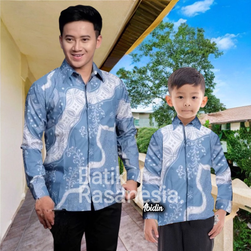 Batik Rasaesia Kemeja Pria Lengan Panjang dan hem lengan pendek, batik couple keluarga ayah dan anak