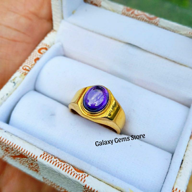 Cincin Batu Kecubung Ungu Asli Keren