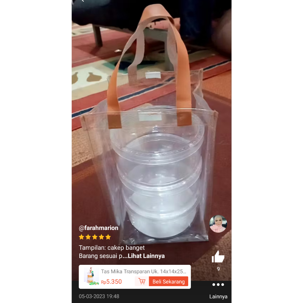 

Tas Mika Transparan Tali sintetis uk 25 x 14 x 14 / Hampers