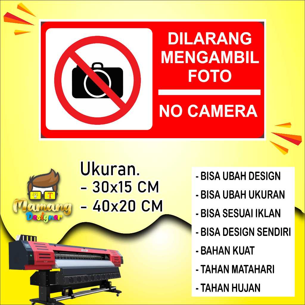 

Stiker Tempelan Dilarang Mengambil Gambar Bahan Cerah Merah